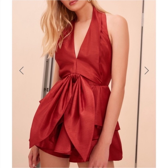 C/MEO Collective Red Methodical Playsuit ruffle halter festive Christmas event M - Picture 2 of 12
